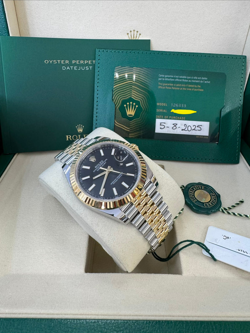 Rolex Datejust 41 Black Index Dial 126333 2025 Jubilee