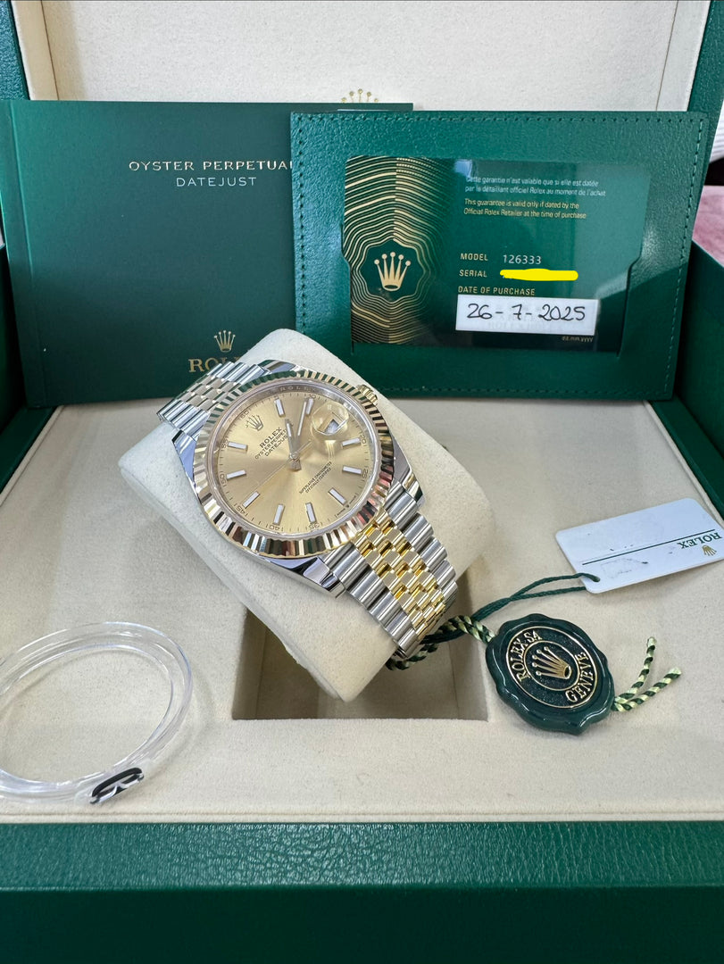 Rolex Datejust 41 Champagne Index Dial 126333 2025 Jubilee