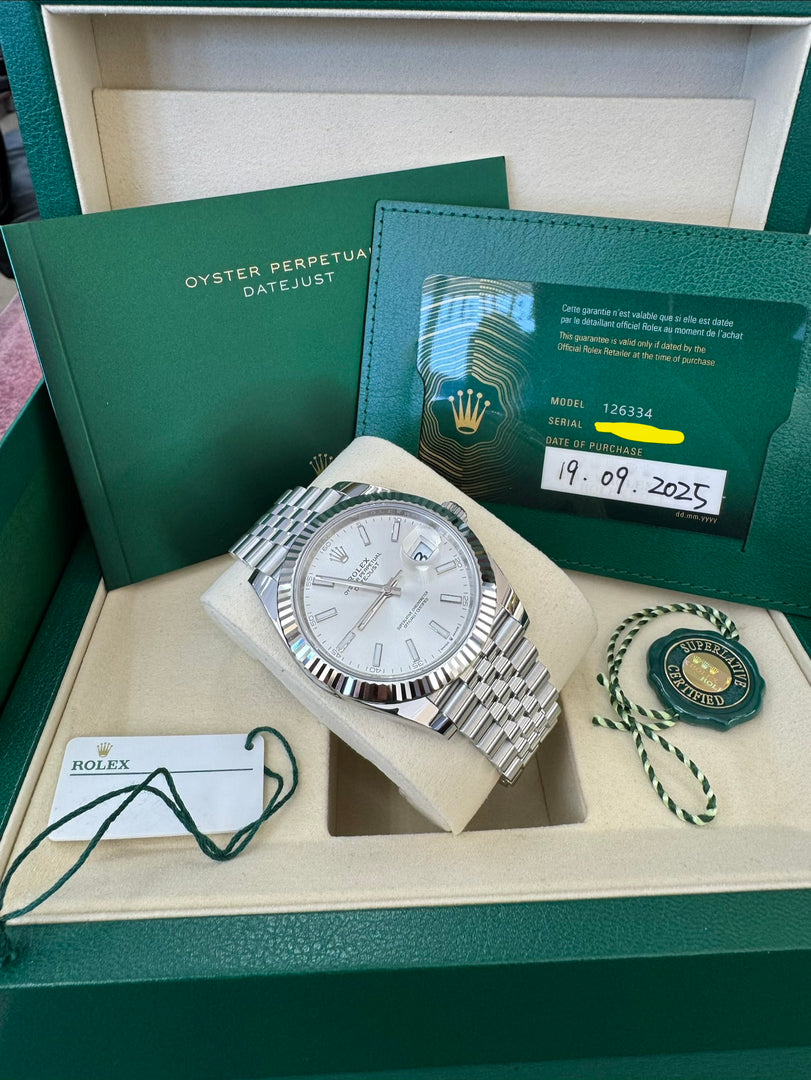 Rolex Datejust 41mm 126334 2025 Silver Index Dial Jubilee