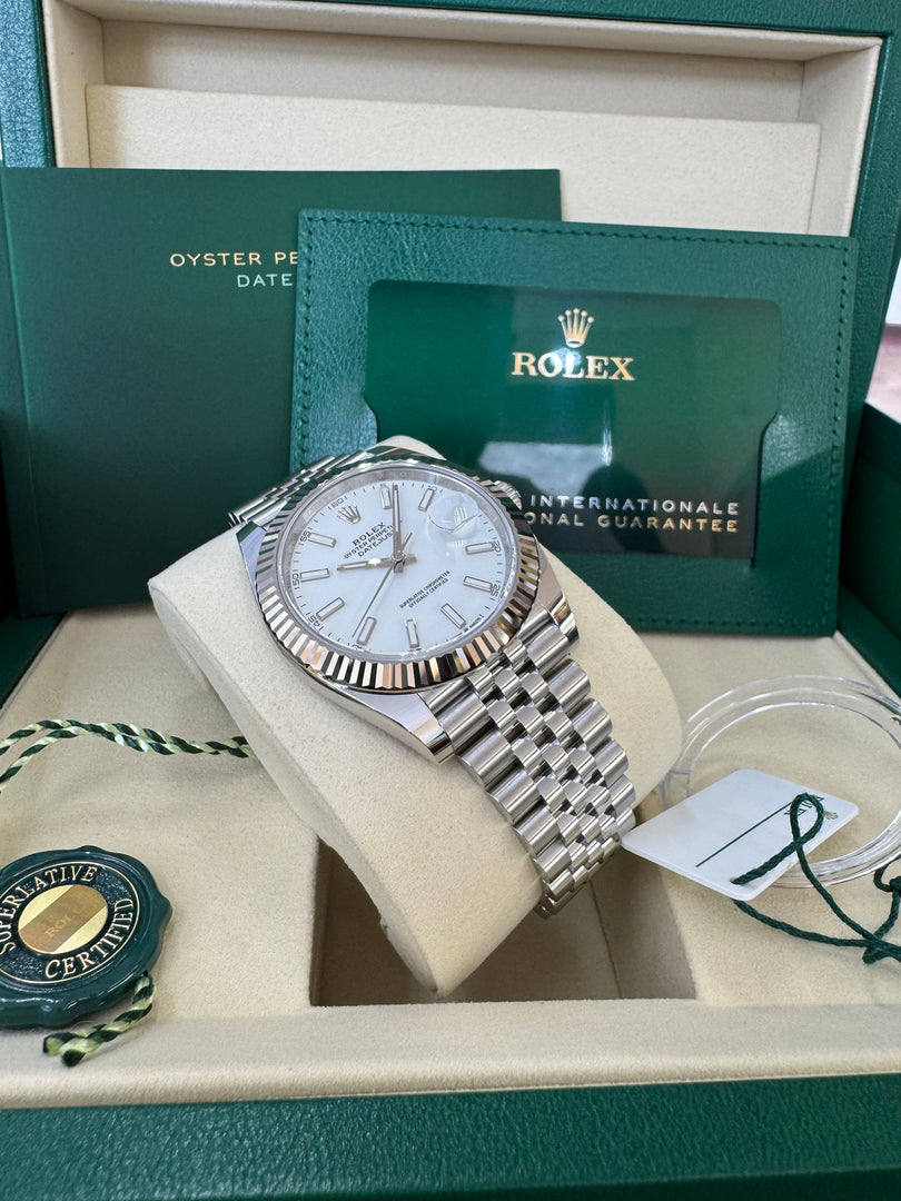 Rolex Datejust 41mm 126334 2025 White Index Dial Jubilee