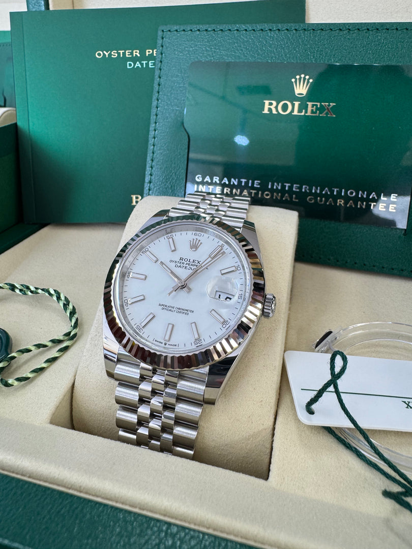 Rolex Datejust 41mm 126334 2025 White Index Dial Jubilee
