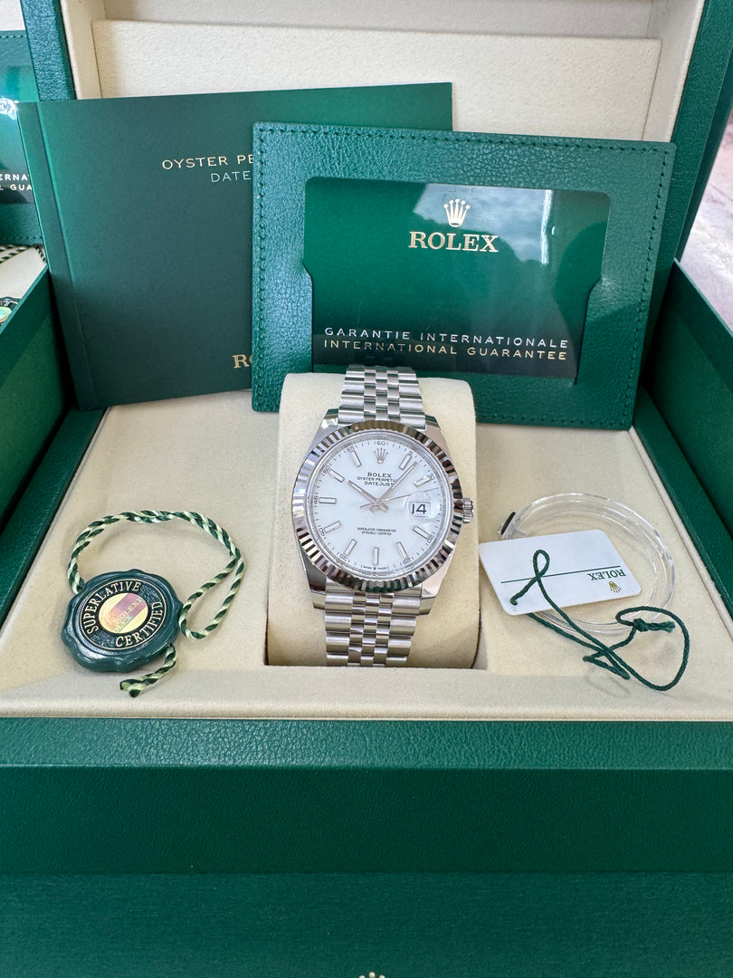 Rolex Datejust 41mm 126334 2025 White Index Dial Jubilee