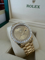Load image into Gallery viewer, Rolex Day-Date 41mm 2015 Champagne Dial 218238 Diamond Bezel 5.00ct
