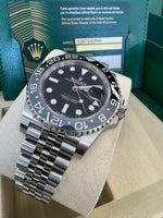 Load image into Gallery viewer, Rolex GMT-Master II "Bruce Wayne" 2026 126710GRNR Jubilee Full Stickers New Wood Card