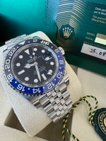 Load image into Gallery viewer, Rolex GMT-Master II "BatGirl" 2026 126710BLNR Jubilee WoodCard
