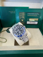 Load image into Gallery viewer, Rolex GMT-Master II "BatGirl" 2026 126710BLNR Jubilee WoodCard