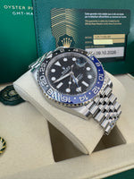 Load image into Gallery viewer, Rolex GMT-Master II "BatGirl" 2026 126710BLNR Jubilee WoodCard