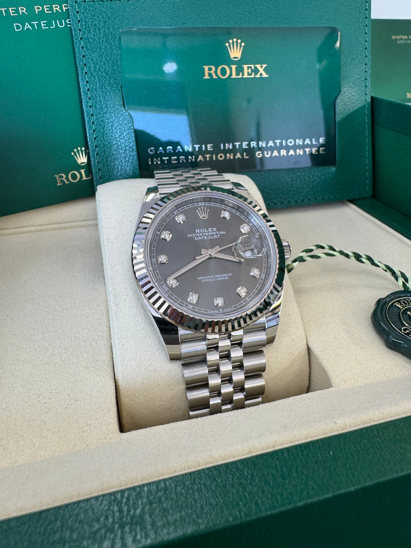 Rolex Datejust 41mm 126334 2025 Slate Diamond Dial Jubilee