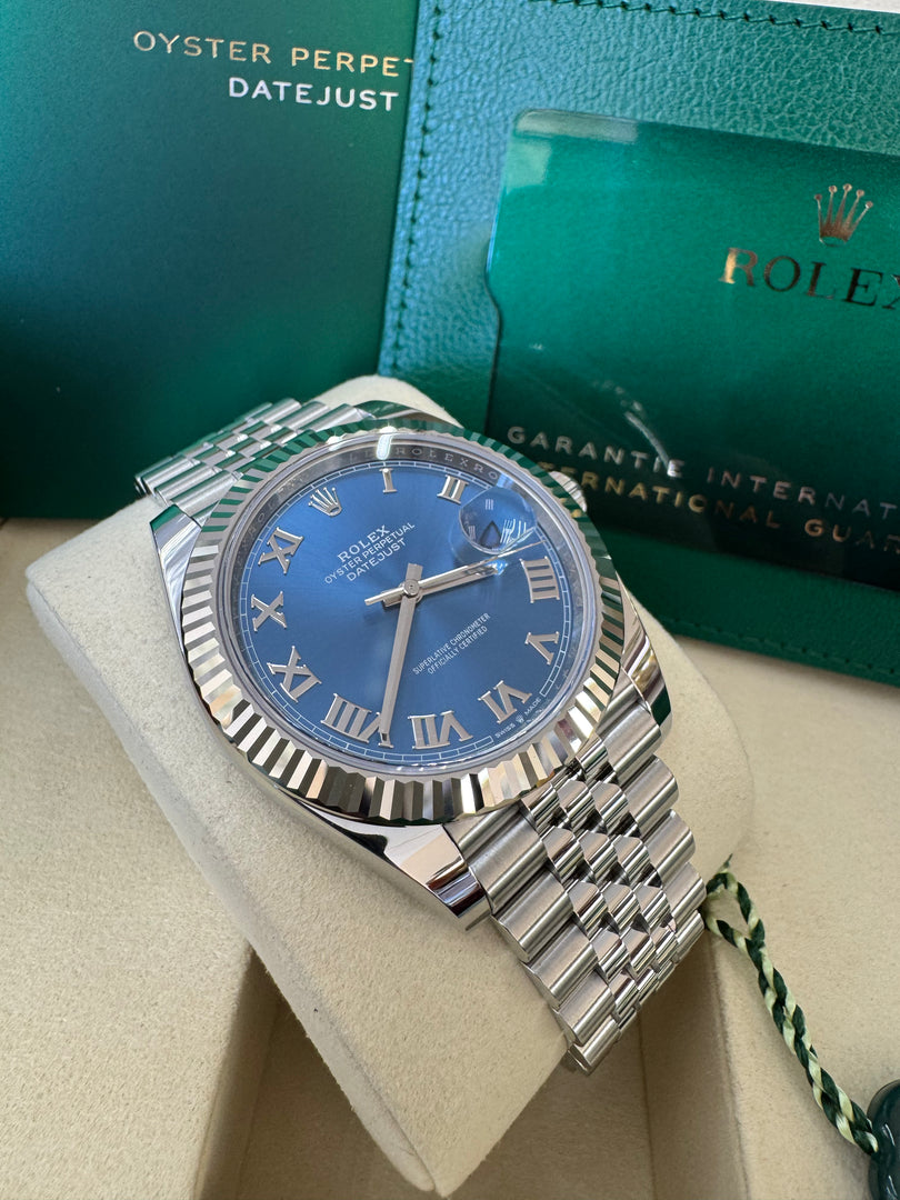Rolex Datejust 41mm 126334 2025 Blue Roman Dial Jubilee