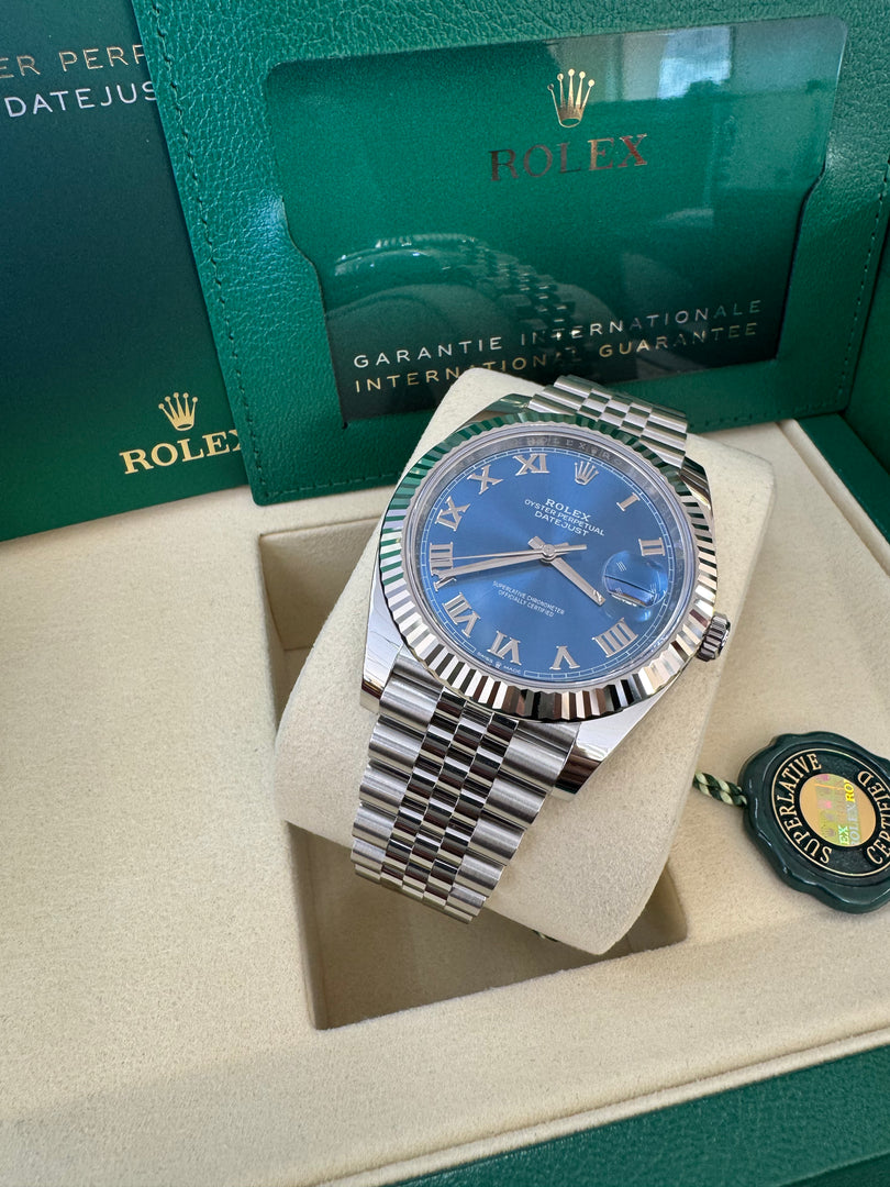 Rolex Datejust 41mm 126334 2025 Blue Roman Dial Jubilee