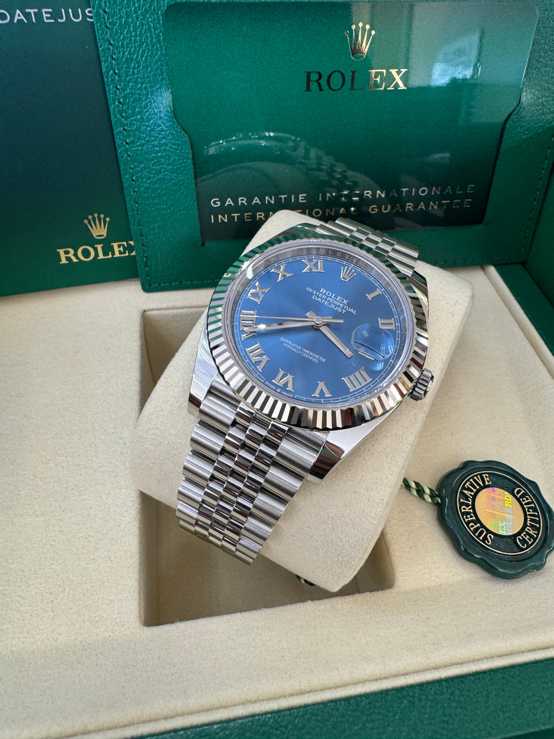 Rolex Datejust 41mm 126334 2025 Blue Roman Dial Jubilee