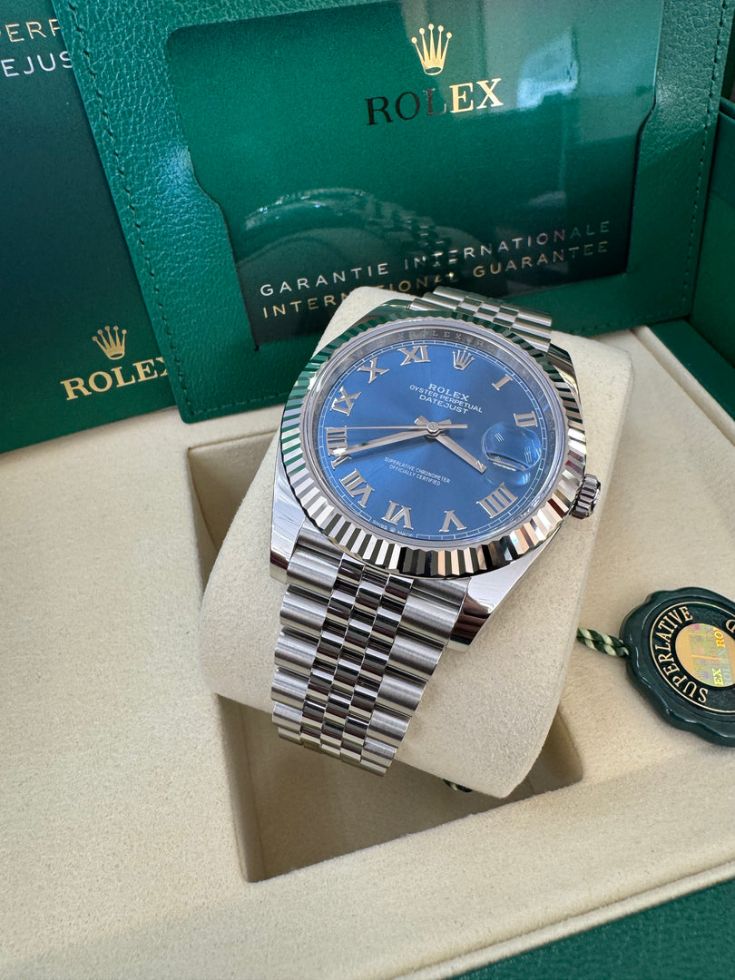 Rolex Datejust 41mm 126334 2025 Blue Roman Dial Jubilee