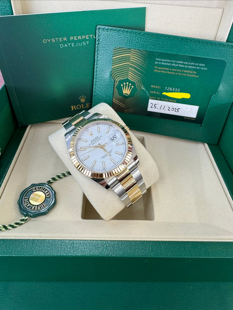 Rolex Datejust 41 White Index Dial 126333 2025 Oyster