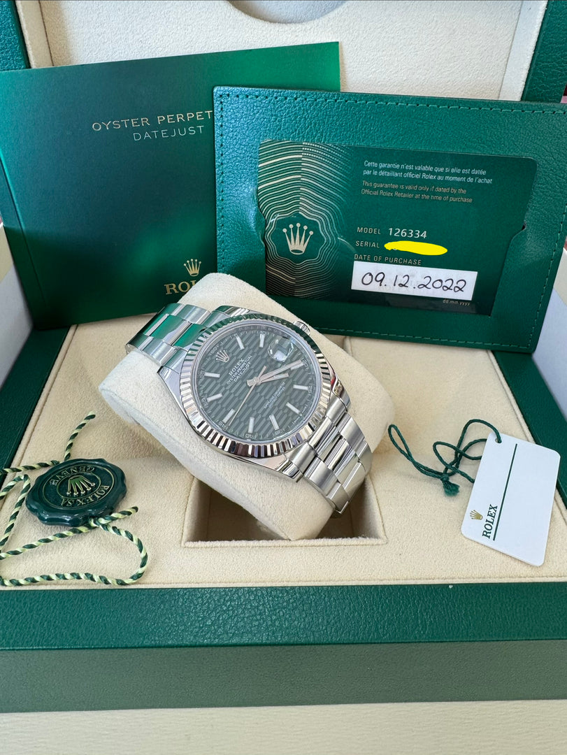Rolex Datejust 41mm 126334 2022 Green Motif Dial Oyster
