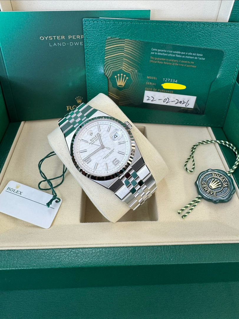 Rolex Land-Dweller 40mm 127334 2026 Silver Honeycomb Dial