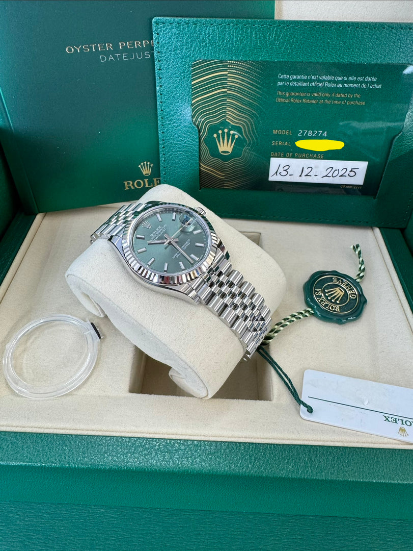 Rolex Datejust 31mm 278274 2024 Green Dial Jubilee