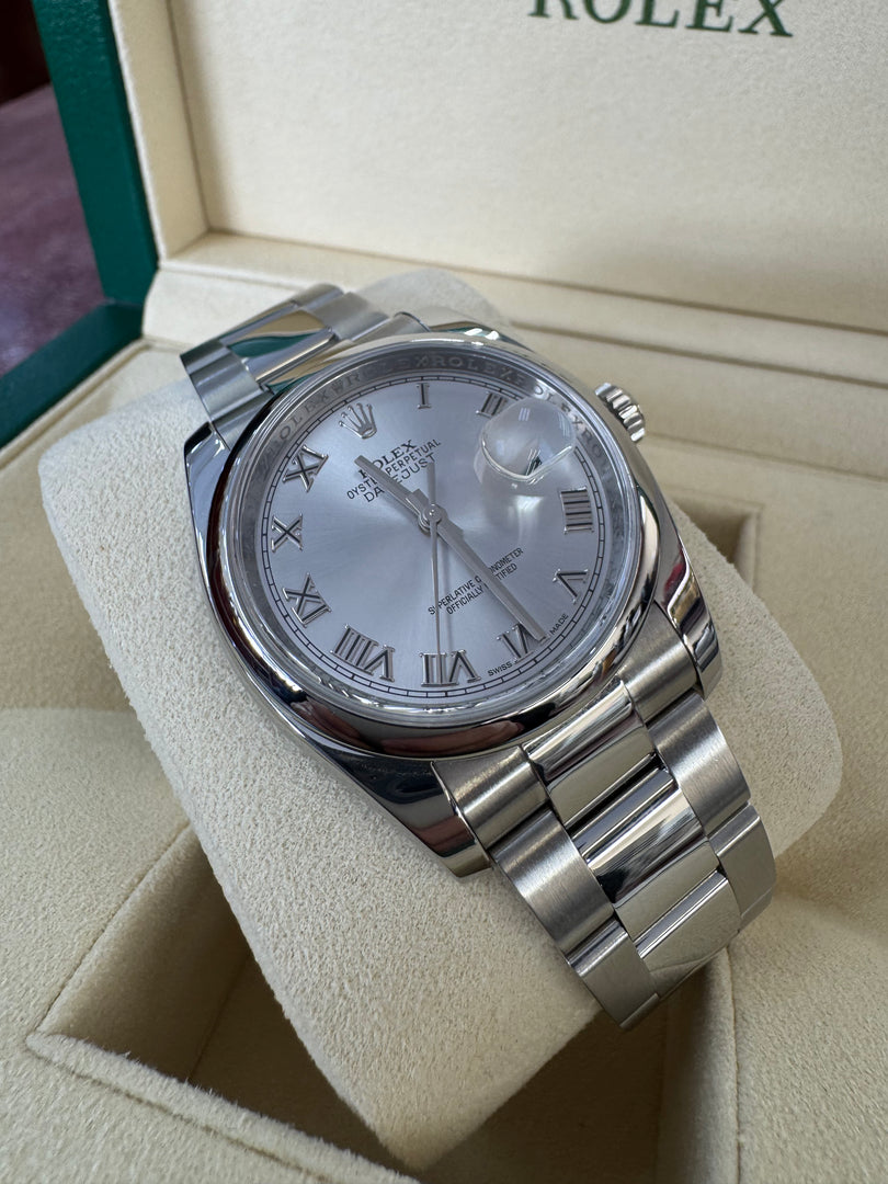 Rolex Datejust 36mm 116200 2015 Silver Roman Dial Oyster