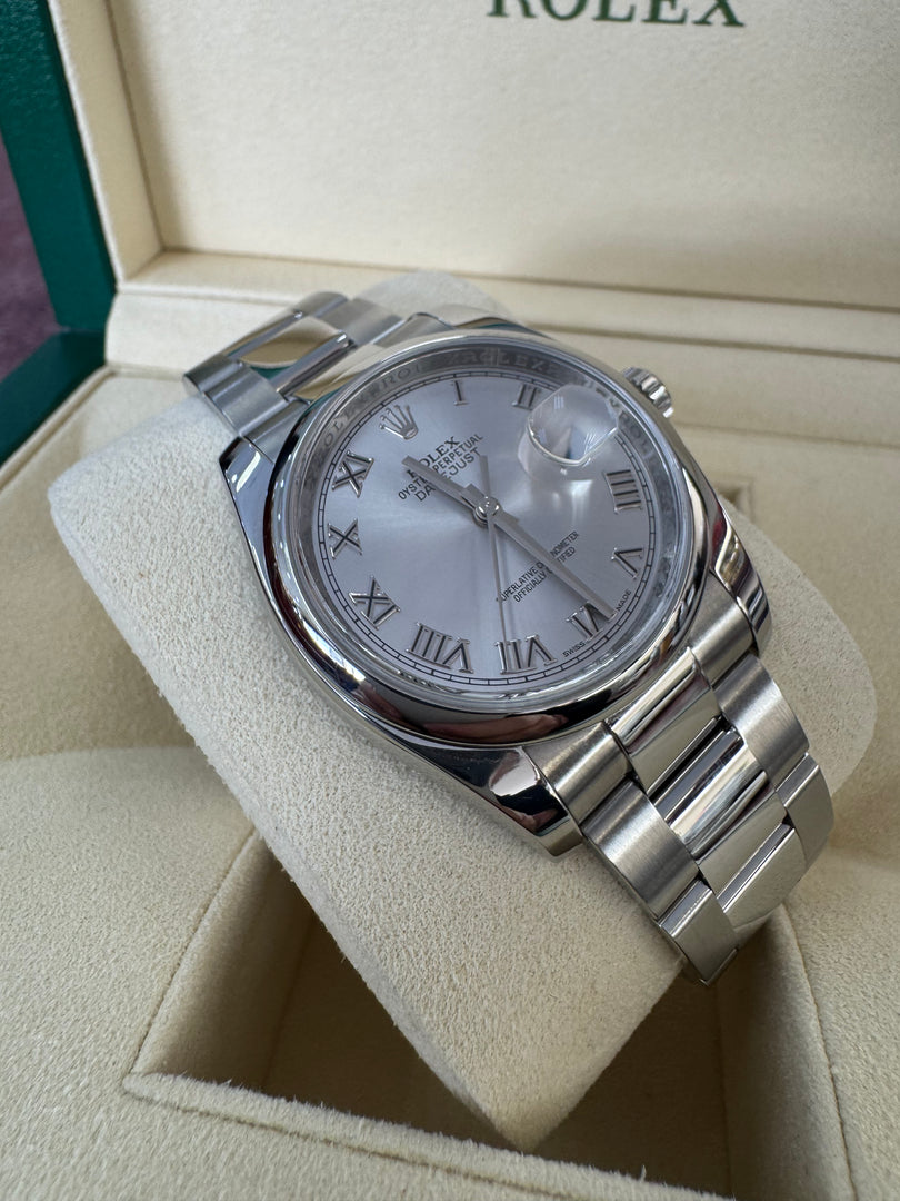 Rolex Datejust 36mm 116200 2015 Silver Roman Dial Oyster