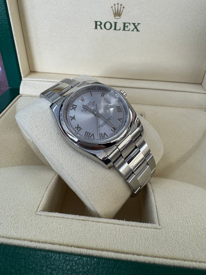 Rolex Datejust 36mm 116200 2015 Silver Roman Dial Oyster