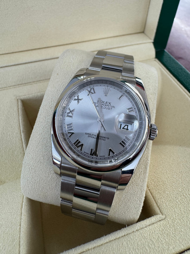 Rolex Datejust 36mm 116200 2015 Silver Roman Dial Oyster