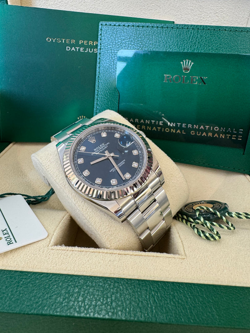 Rolex Datejust 41mm 126334 2021 Blue Diamond Dial Oyster