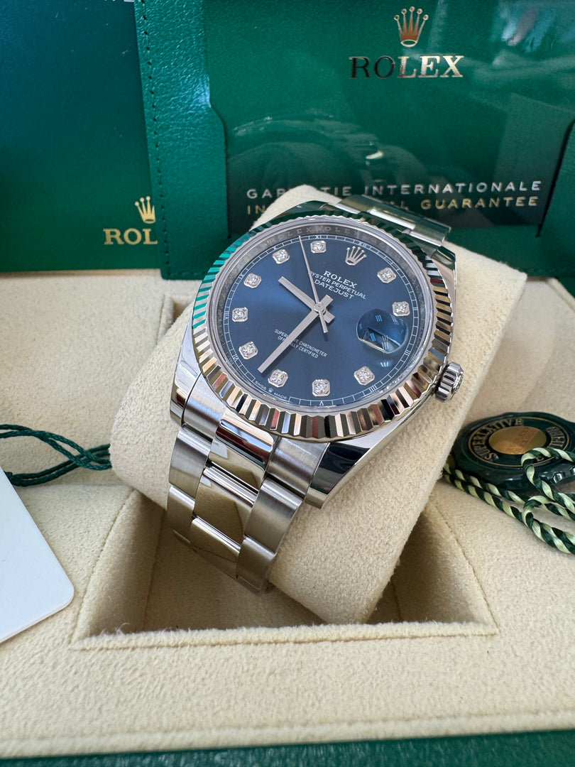 Rolex Datejust 41mm 126334 2021 Blue Diamond Dial Oyster