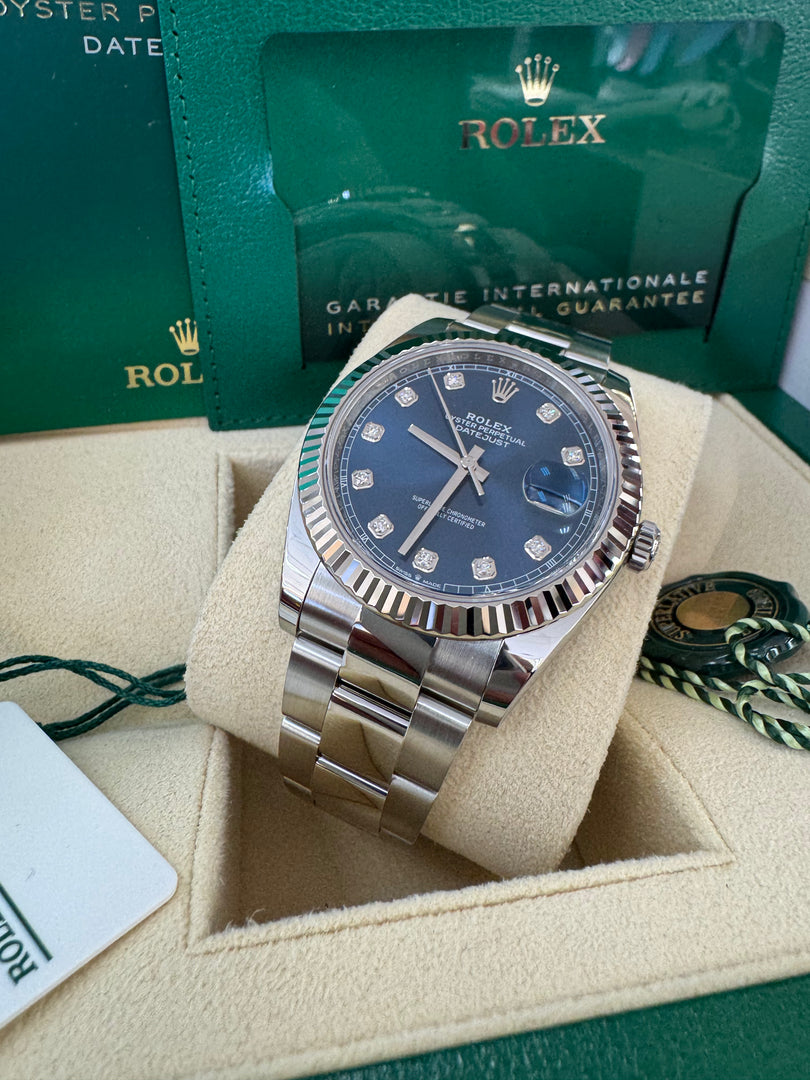 Rolex Datejust 41mm 126334 2021 Blue Diamond Dial Oyster
