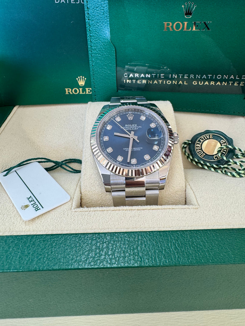 Rolex Datejust 41mm 126334 2021 Blue Diamond Dial Oyster