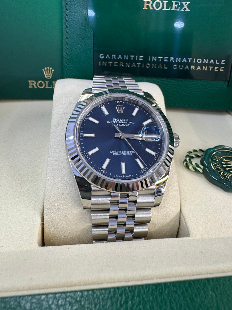 Rolex Datejust 41mm 126334 2025 Blue Index Dial Jubilee