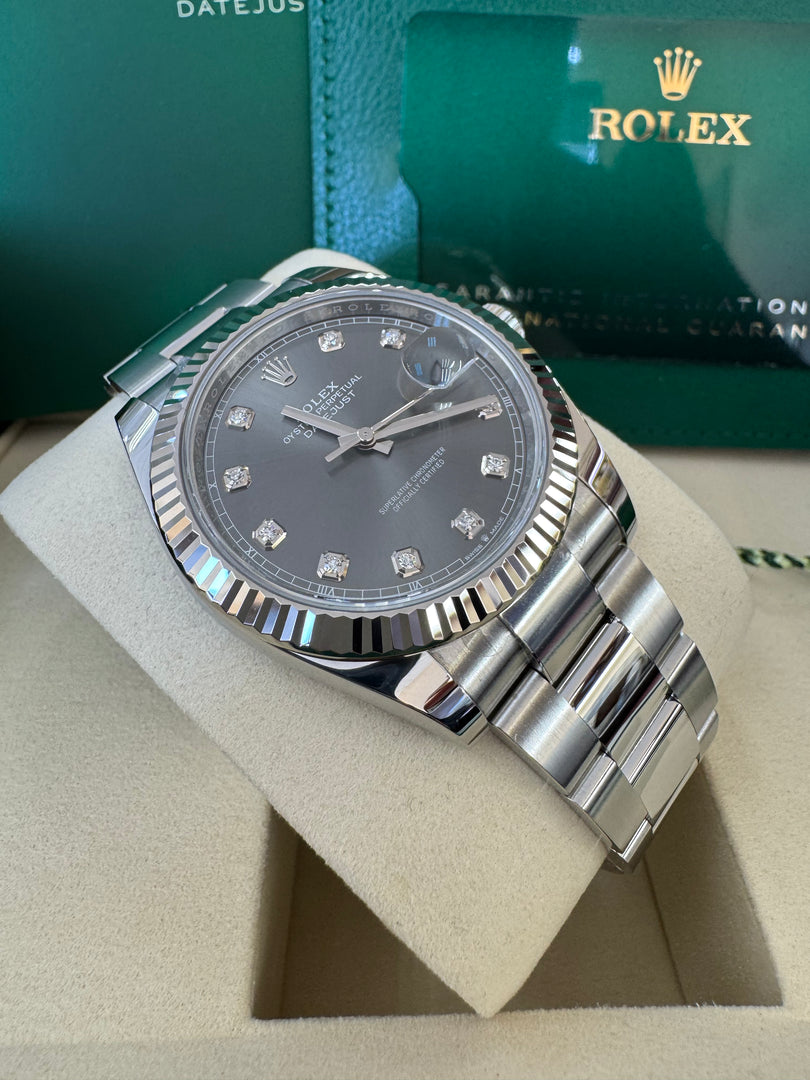 Rolex Datejust 41mm 126334 2025 Rhodium Diamond Dial Oyster