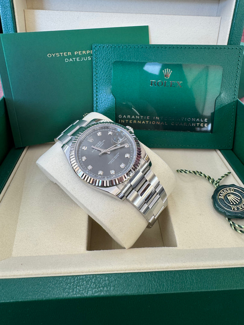 Rolex Datejust 41mm 126334 2025 Rhodium Diamond Dial Oyster