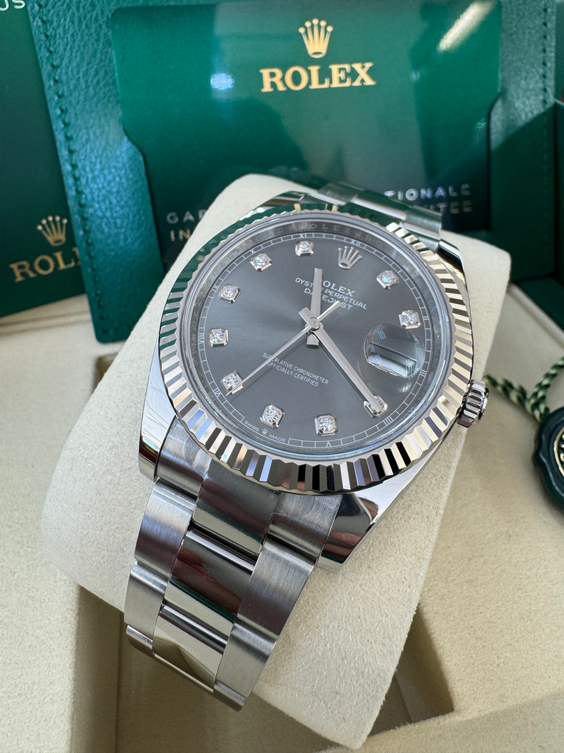 Rolex Datejust 41mm 126334 2025 Rhodium Diamond Dial Oyster