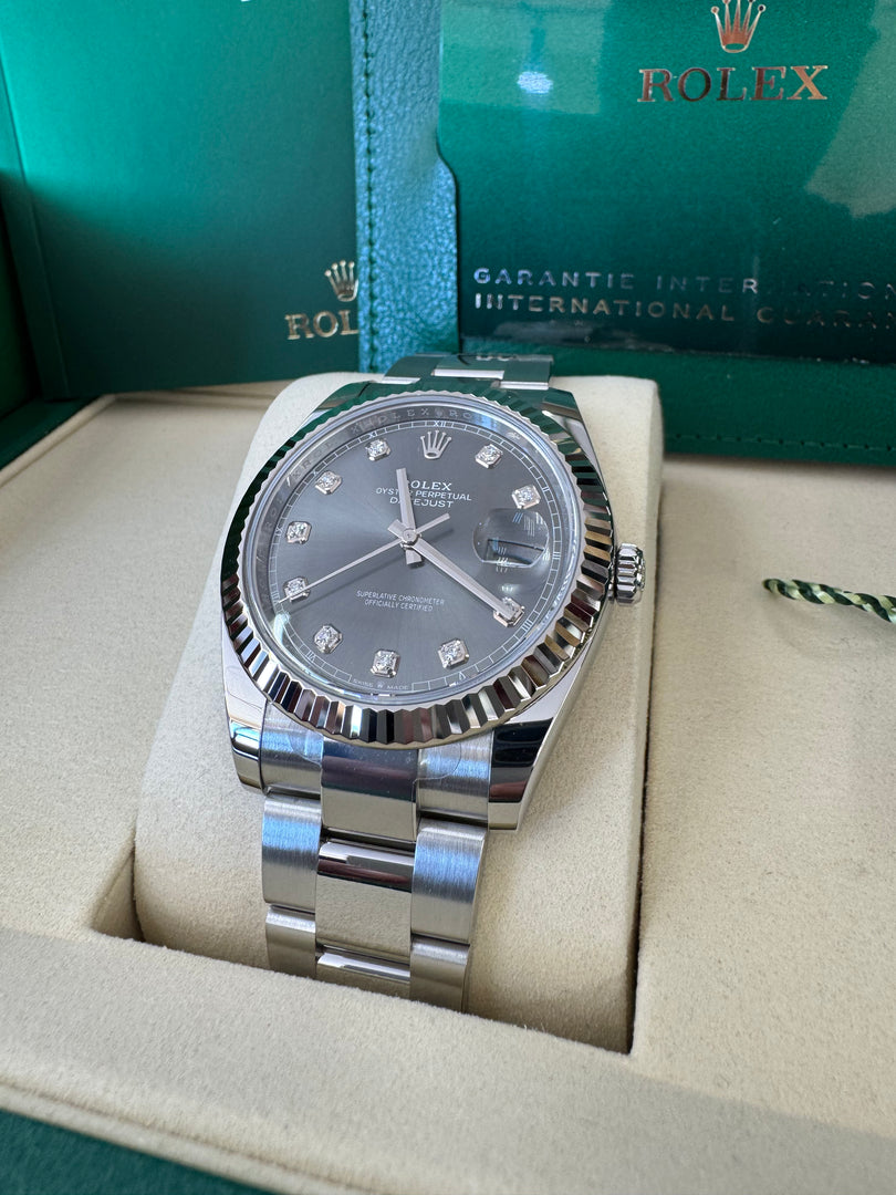 Rolex Datejust 41mm 126334 2025 Rhodium Diamond Dial Oyster