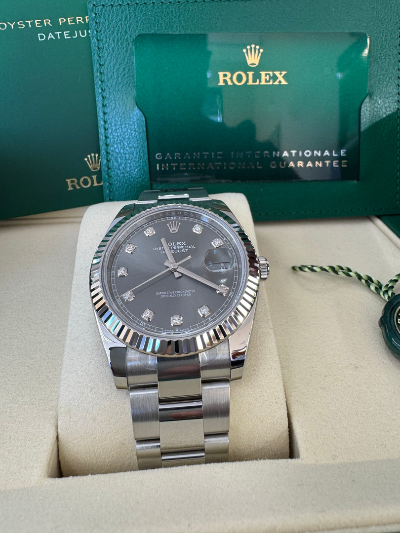 Rolex Datejust 41mm 126334 2025 Rhodium Diamond Dial Oyster