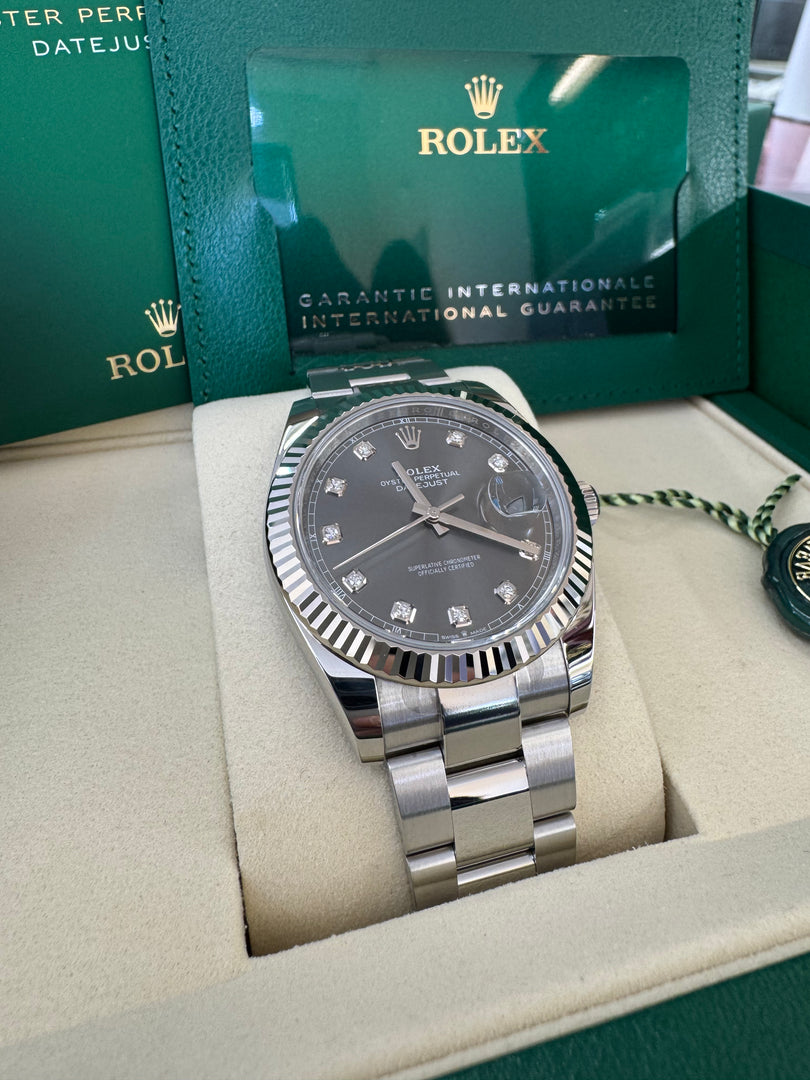 Rolex Datejust 41mm 126334 2025 Rhodium Diamond Dial Oyster