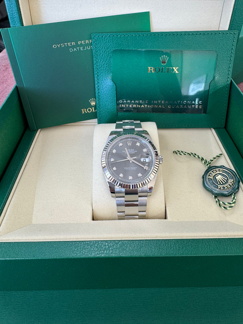 Rolex Datejust 41mm 126334 2025 Rhodium Diamond Dial Oyster