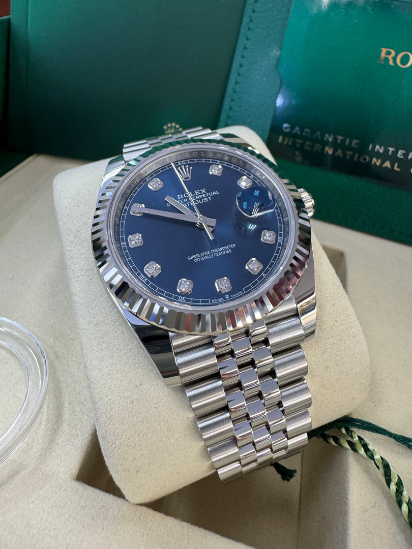Rolex Datejust 41mm 126334 2025 Blue Diamond Dial Jubilee