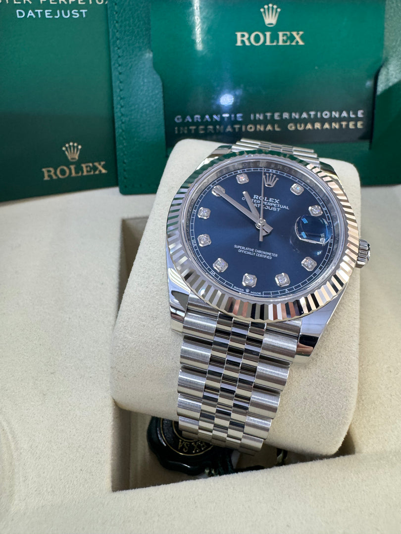 Rolex Datejust 41mm 126334 2025 Blue Diamond Dial Jubilee
