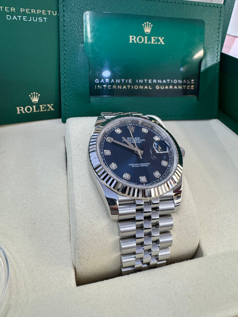Rolex Datejust 41mm 126334 2025 Blue Diamond Dial Jubilee