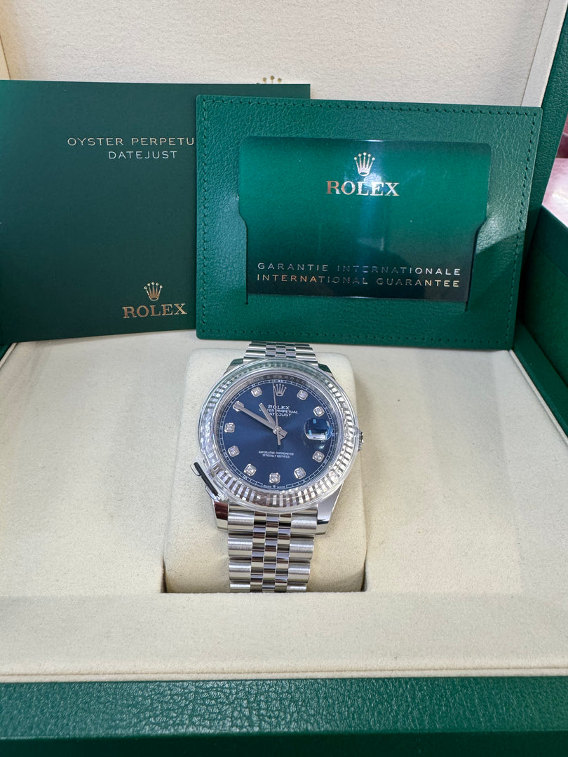 Rolex Datejust 41mm 126334 2025 Blue Diamond Dial Jubilee