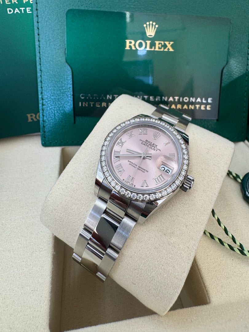 Rolex Datejust 28mm 279384RBR 2024 Pink Roman Dial Oyster