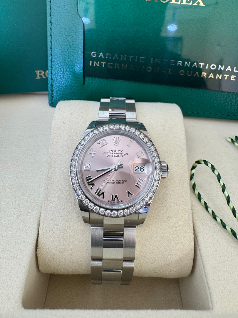 Rolex Datejust 28mm 279384RBR 2024 Pink Roman Dial Oyster