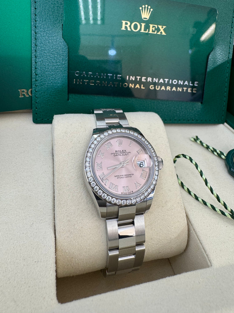 Rolex Datejust 28mm 279384RBR 2024 Pink Roman Dial Oyster