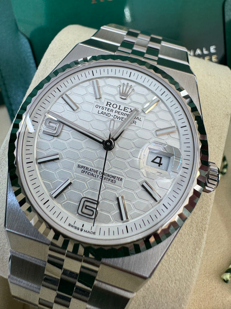 Rolex Land-Dweller 40mm 127334 2026 Silver Honeycomb Dial