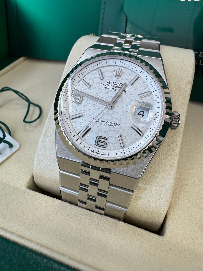 Rolex Land-Dweller 40mm 127334 2026 Silver Honeycomb Dial