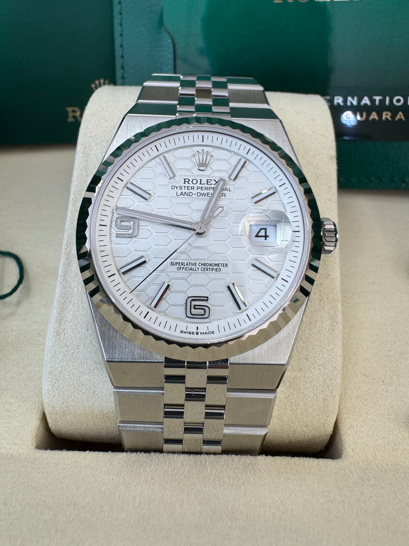 Rolex Land-Dweller 40mm 127334 2026 Silver Honeycomb Dial