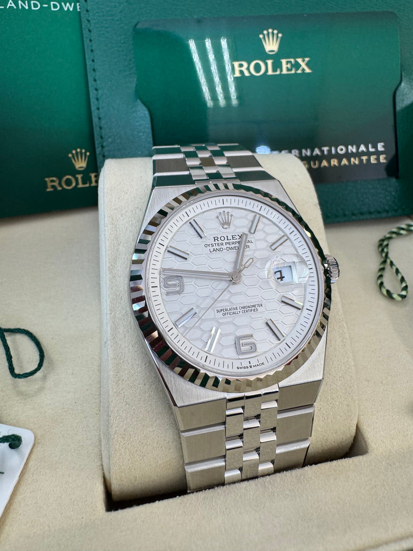 Rolex Land-Dweller 40mm 127334 2026 Silver Honeycomb Dial
