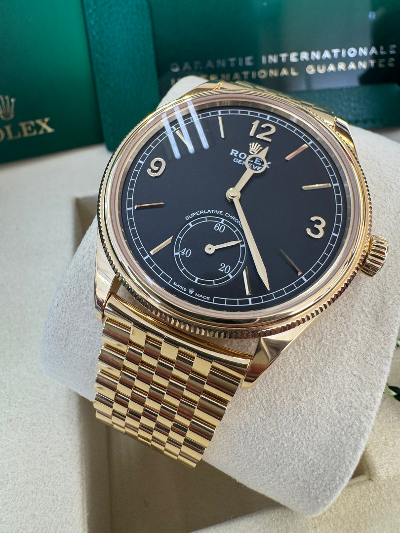 Rolex 1908 18K Gold Black Dial Ref 52508