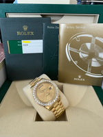 Load image into Gallery viewer, Rolex Day-Date 41mm 2015 Champagne Dial 218238 Diamond Bezel 5.00ct
