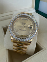 Load image into Gallery viewer, Rolex Day-Date 41mm 2015 Champagne Dial 218238 Diamond Bezel 5.00ct
